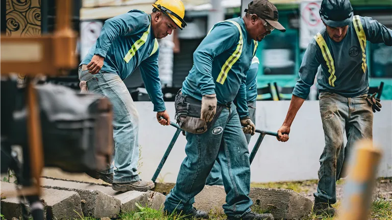 Team of construction workers collaborating on a project in San José, Costa Rica.
